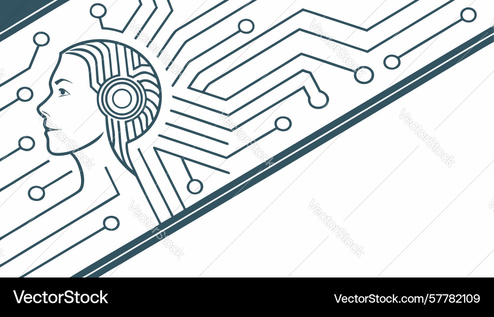 Ai brain with circuit board patterns representing vector image