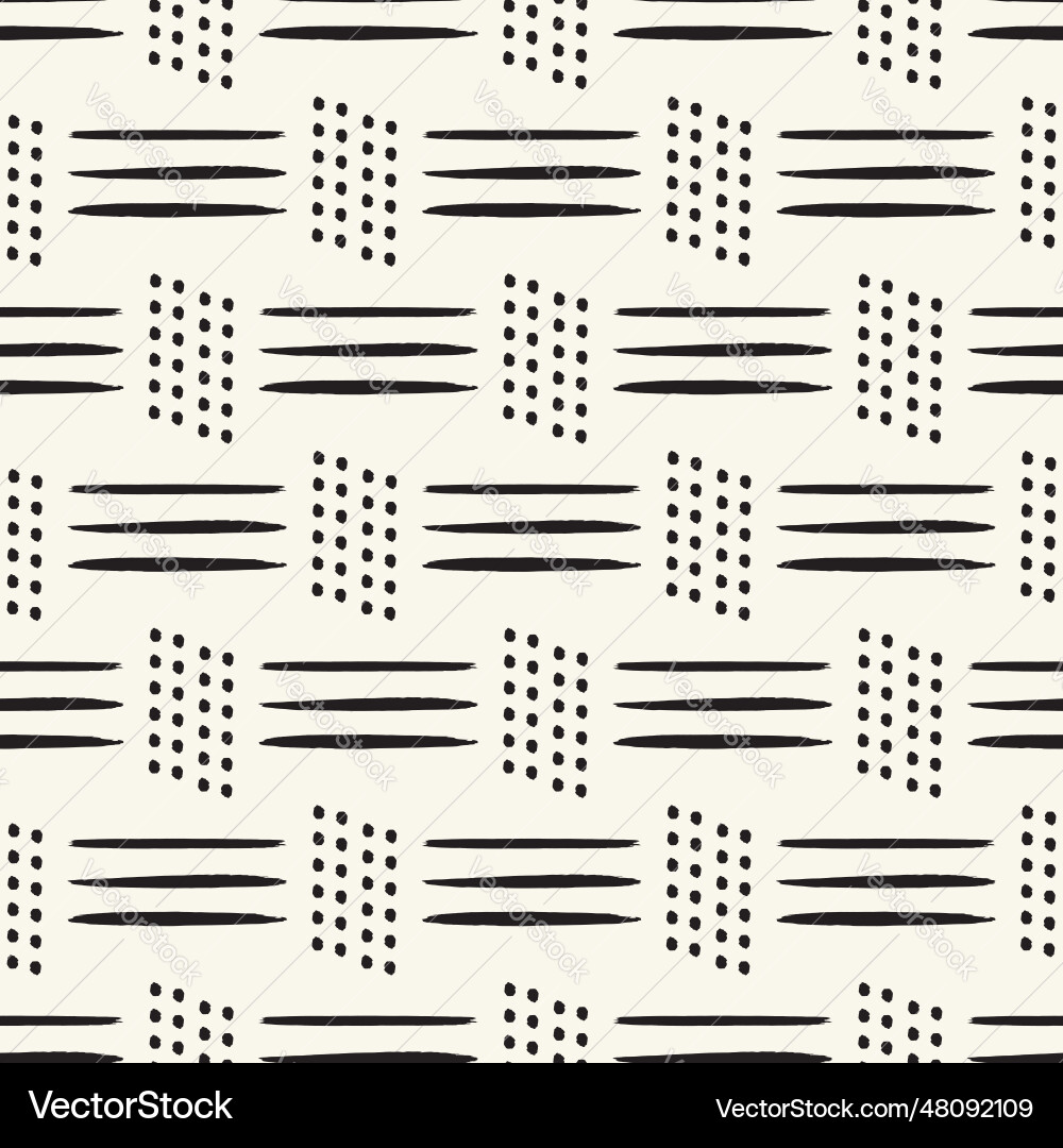 Black lines dots ecru white repeat pattern Black lines dots ecru white repeat pattern vector image