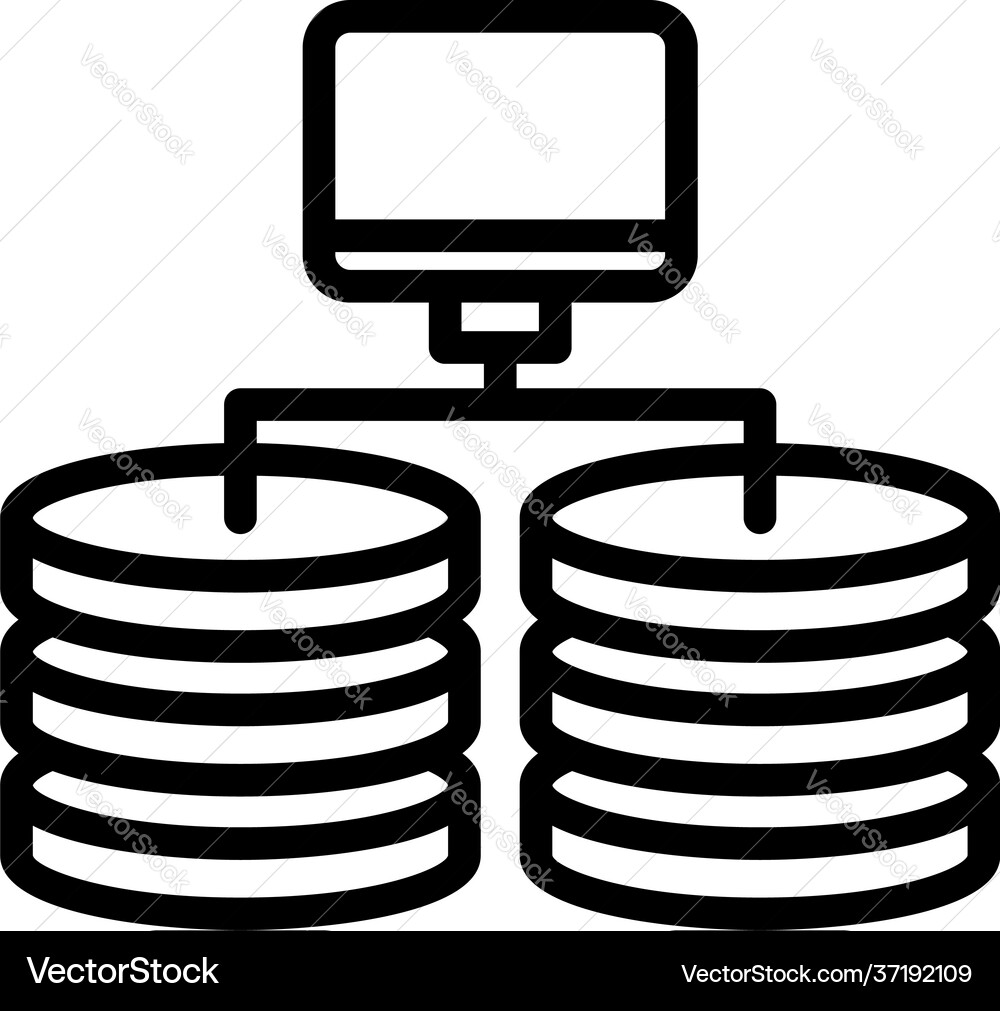 Database backup icon outline style Database backup icon outline style vector image