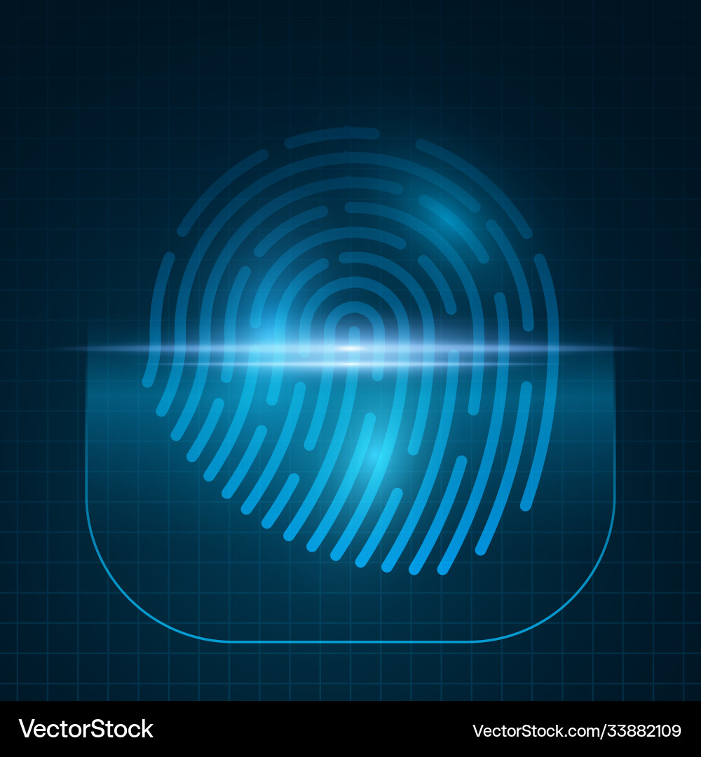 Fingerprint for computer system security with grid Vector Image