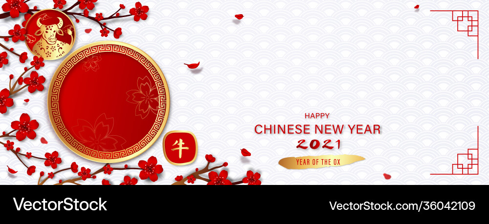 Happy chinese new year 2021 ox banner Happy chinese new year 2021 ox banner vector image