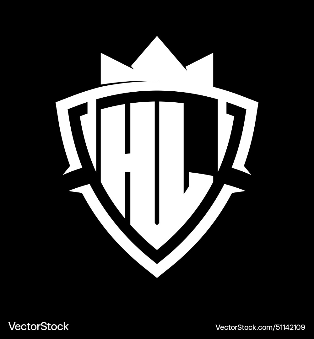 Hl letter monogram with triangle curve shield Vector Image