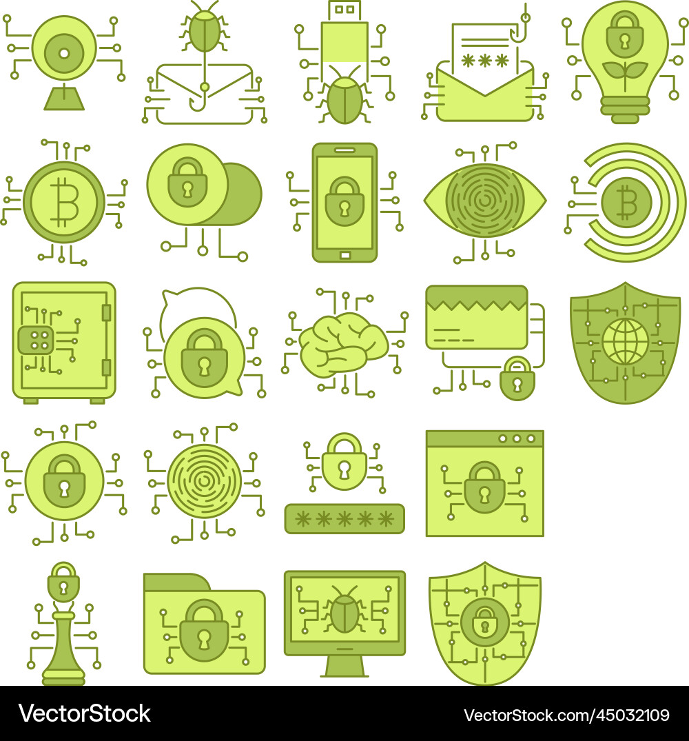 Icons set of cyber security and network protection Icons set of cyber security and network protection vector image