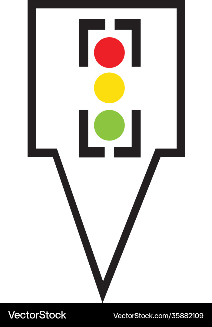 Map pointer traffic light signal - icon Vector Image