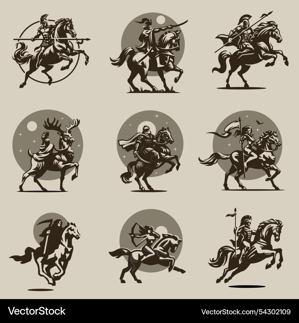 Medieval Horseman Warrior Royalty Free Vector Image