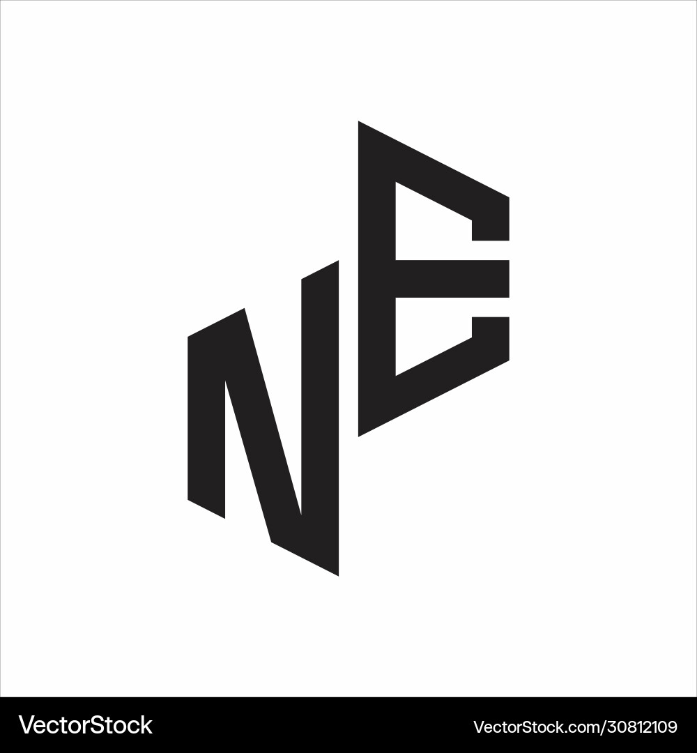 Ne initial letters logo monogram with up to down vector image