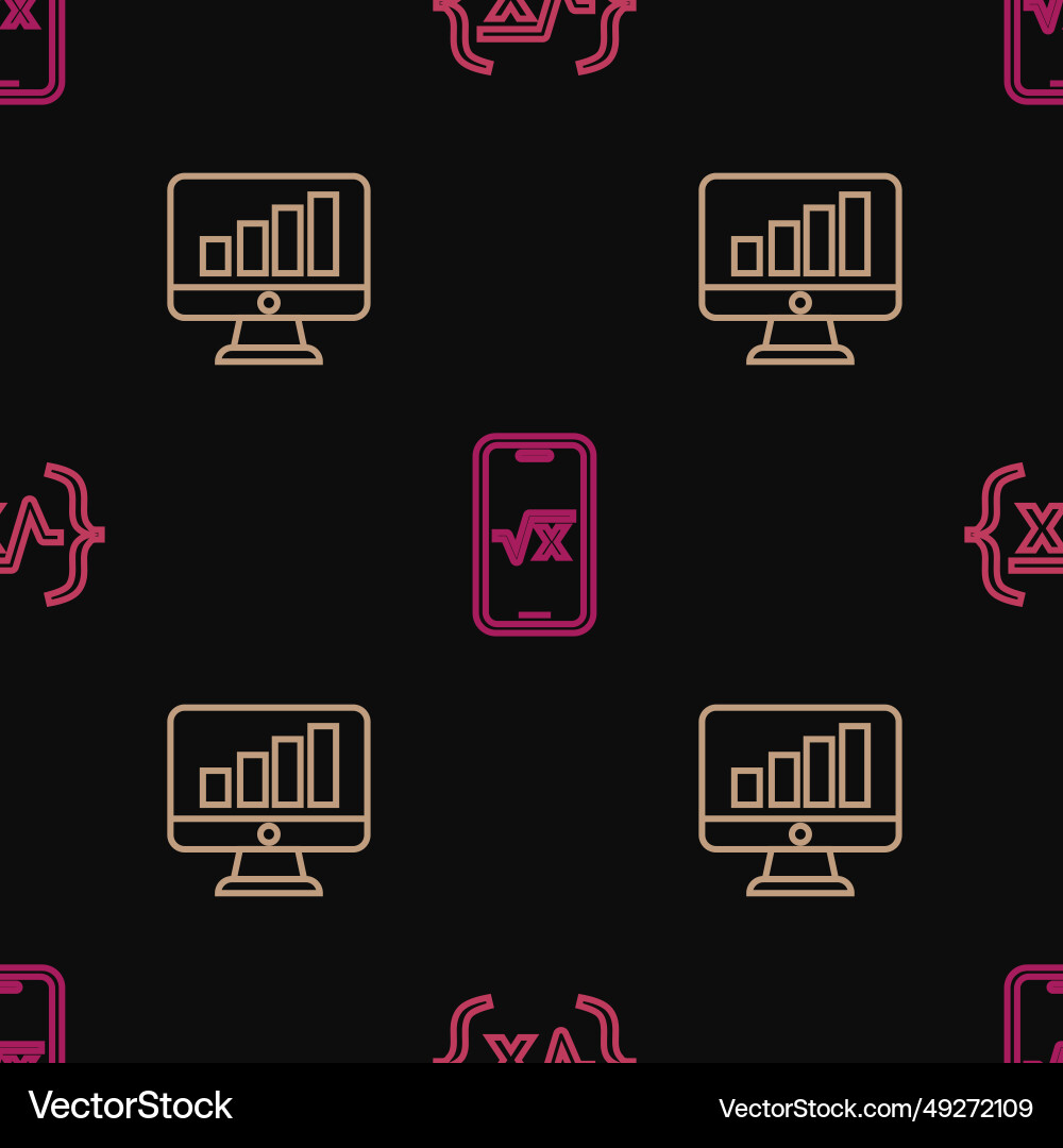 Set line square root of x glyph computer monitor Set line square root of x glyph computer monitor vector image