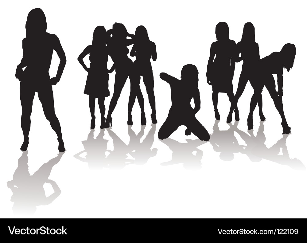 Silhouetted Women in Dynamic Pose vector image