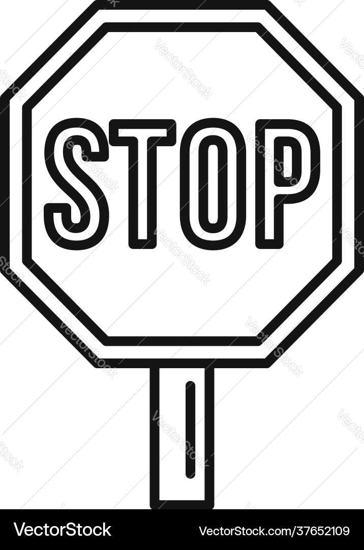 Stop road sign icon outline style Stop road sign icon outline style vector image