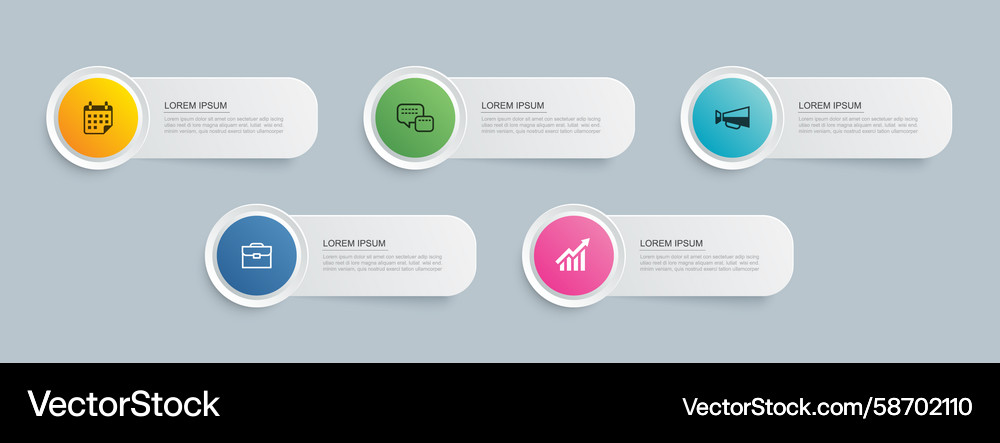 5 data infographics rectangle tab index template Vector Image
