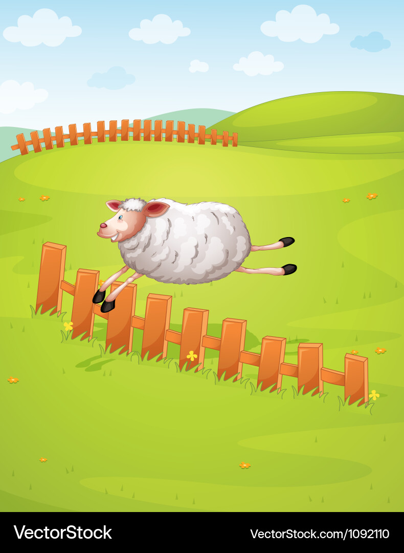 A sheep in farm Royalty Free Vector Image - VectorStock