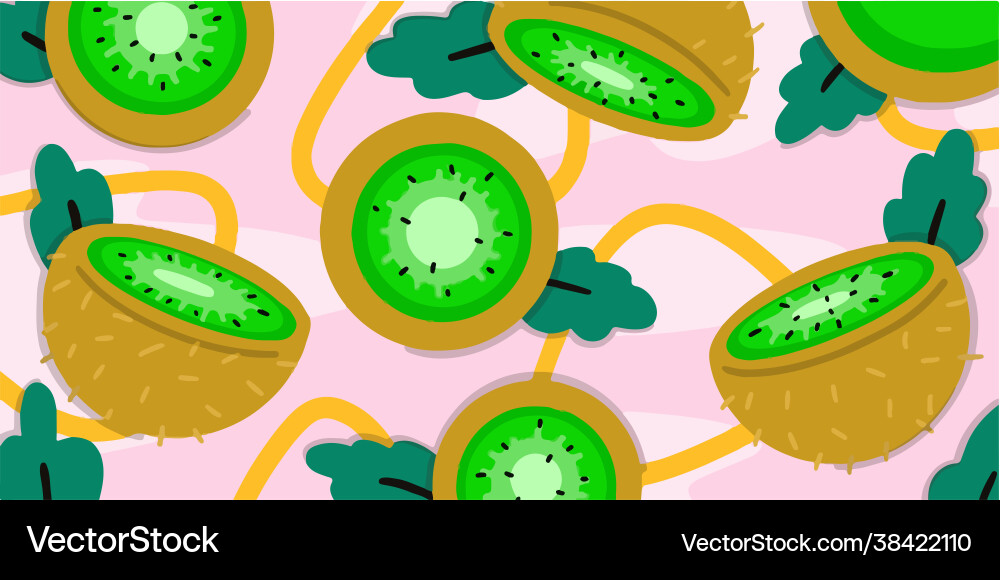 Abstract unique random kiwis doodle pattern Vector Image