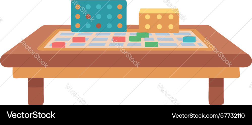 Board game with dice and pieces on table art Vector Image