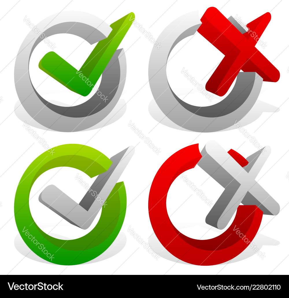 Checkmark cross in circles Checkmark cross in circles vector image
