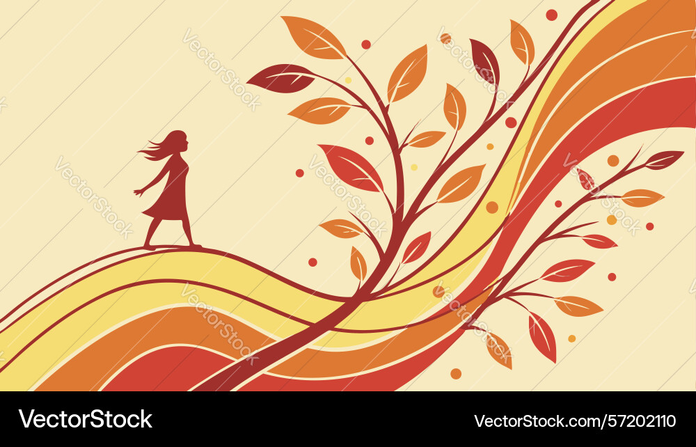 Child winding journey with tree generative ai Vector Image