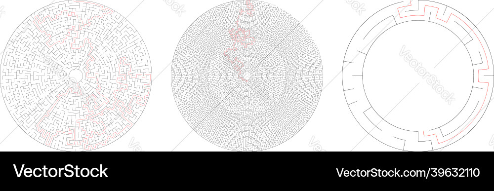Circle circular maze labyrinth riddle game set Vector Image