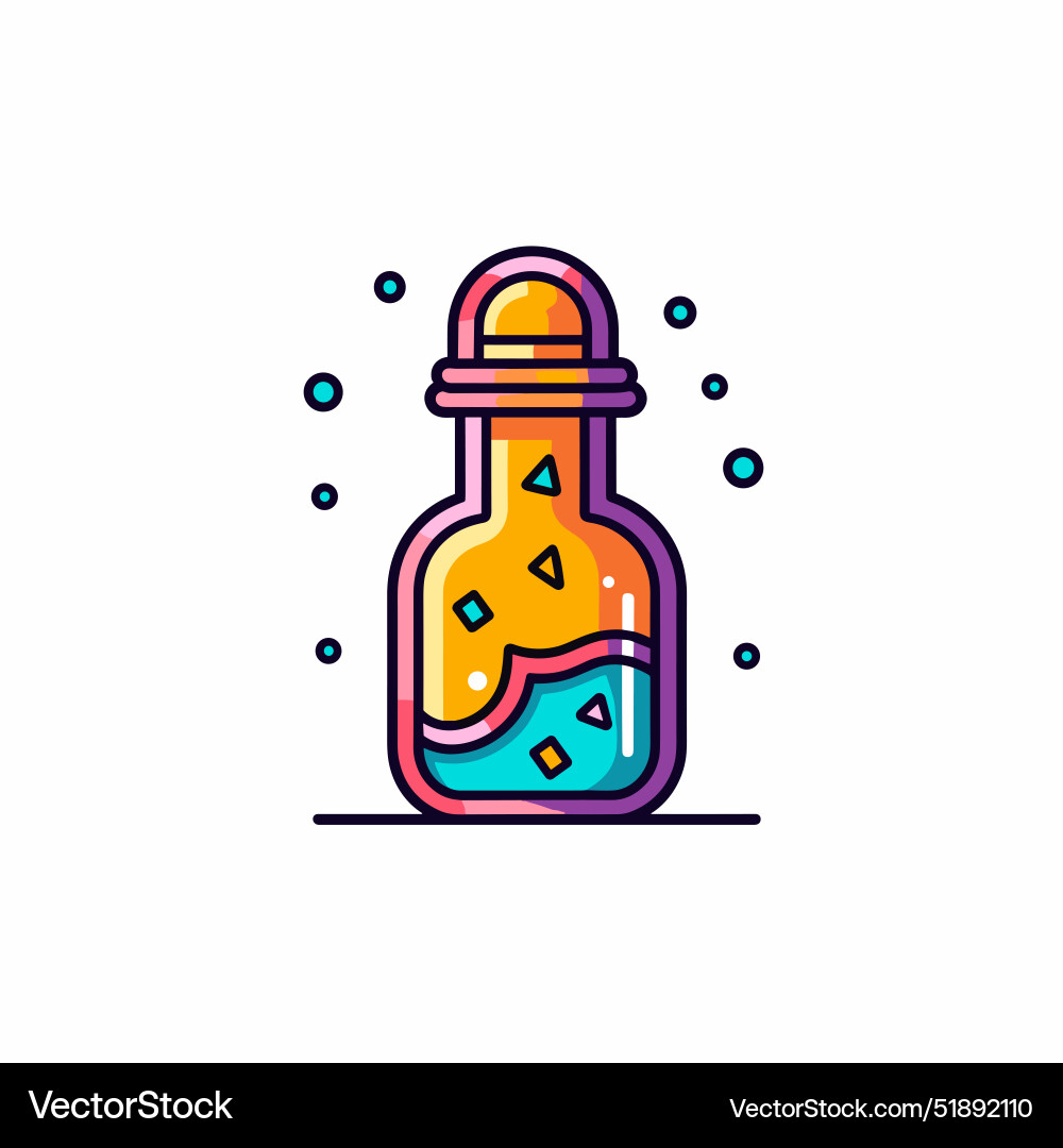 Colorful magic elixir bottle with floating Vector Image