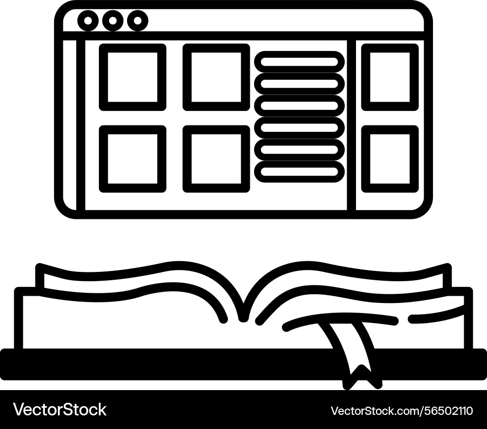Computer monitor with a book open Vector Image