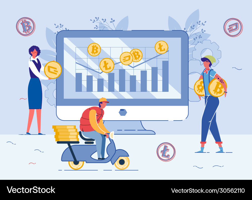 Computer screen with online money changing graphs Computer screen with online money changing graphs vector image