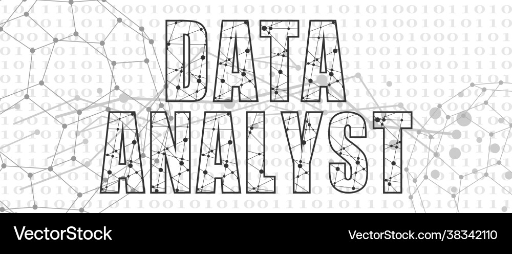 Data analyst text lines with dots connected style Data analyst text lines with dots connected style vector image