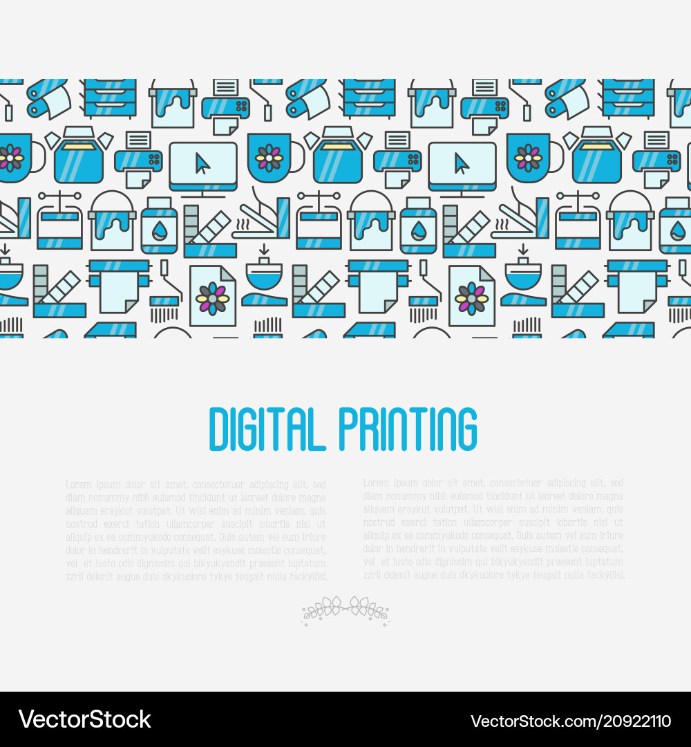 Digital printing concept with thin line icons Digital printing concept with thin line icons vector image