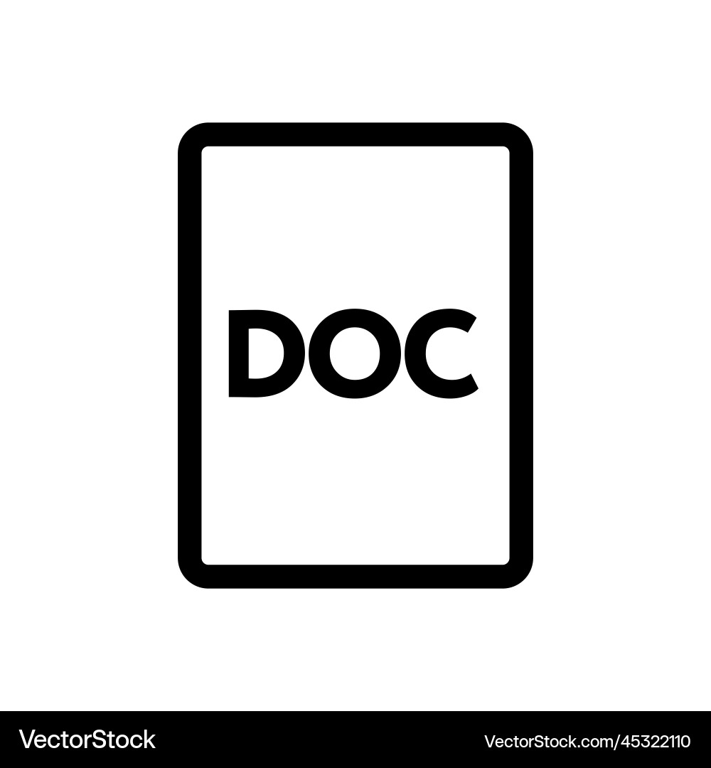 Doc file icon line isolated on white background Doc file icon line isolated on white background vector image