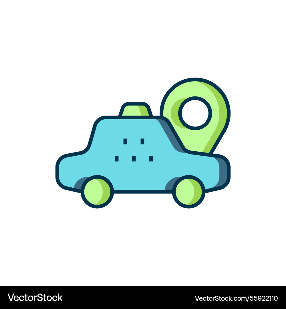 Filled outline map pointer with taxi car icon Filled outline map pointer with taxi car icon vector image