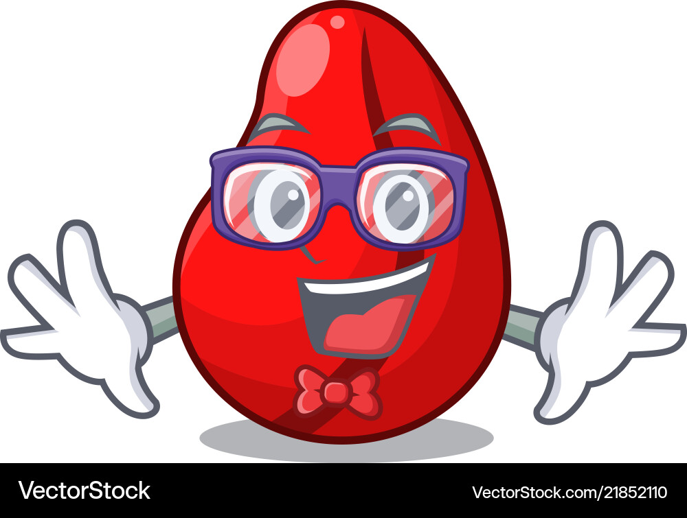Geek character on whole dried cola nuts Geek character on whole dried cola nuts Vector Image