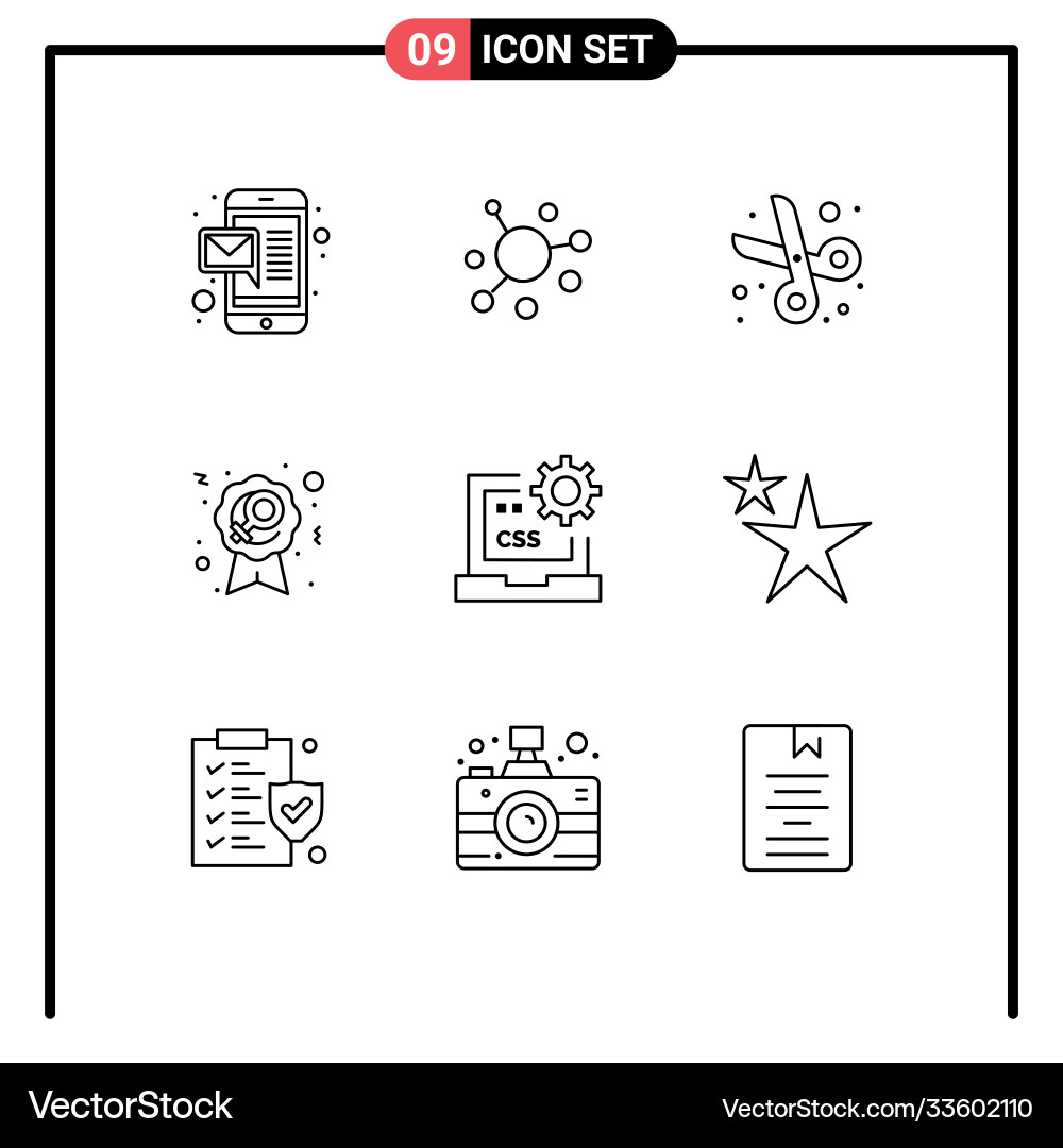 Group 9 outlines signs and symbols for css Vector Image