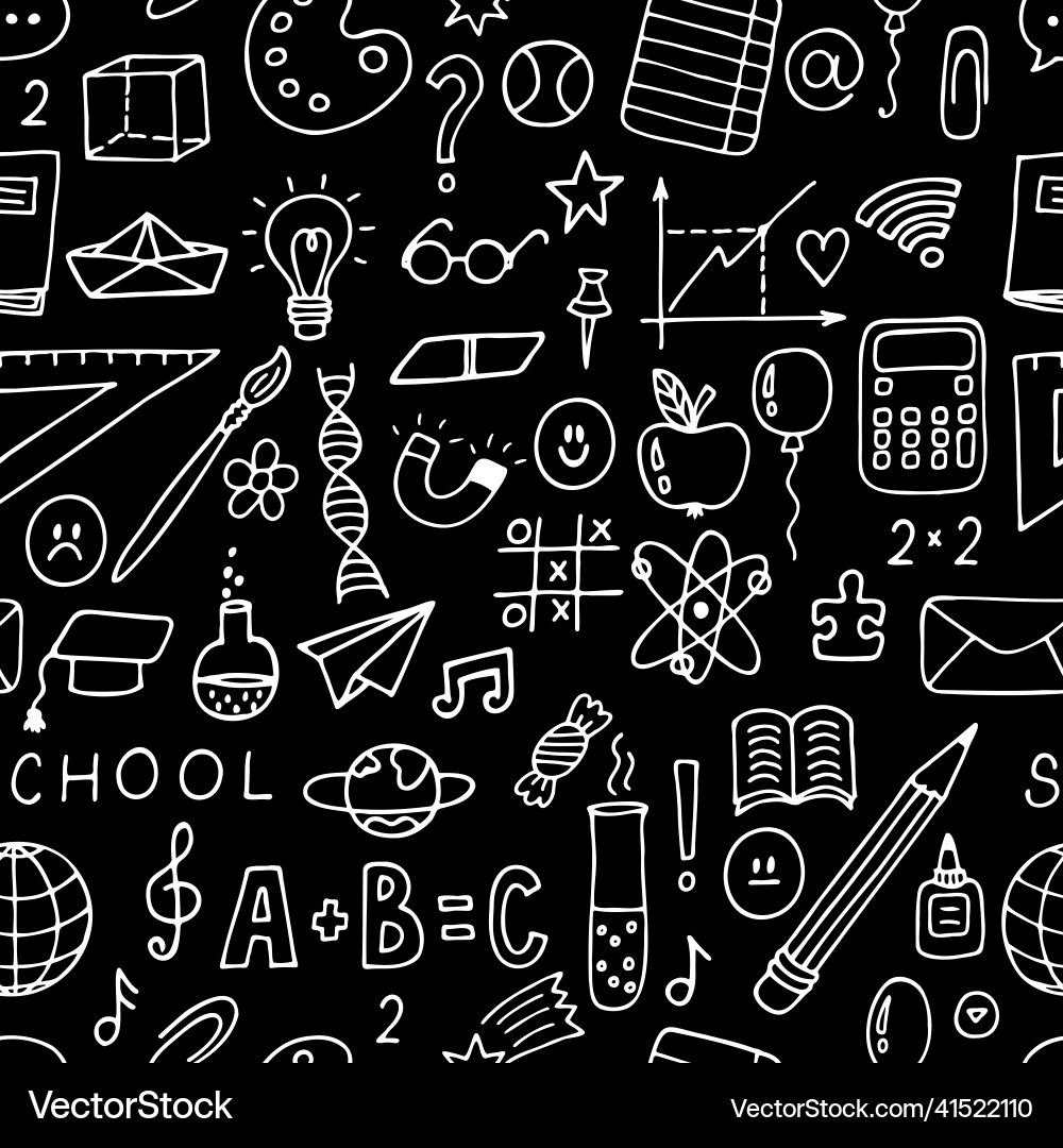 Hand drawn seamless pattern with school objects Hand drawn seamless pattern with school objects vector image