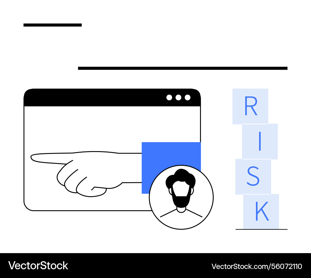 Hand pointing from monitor with risk blocks Hand pointing from monitor with risk blocks vector image