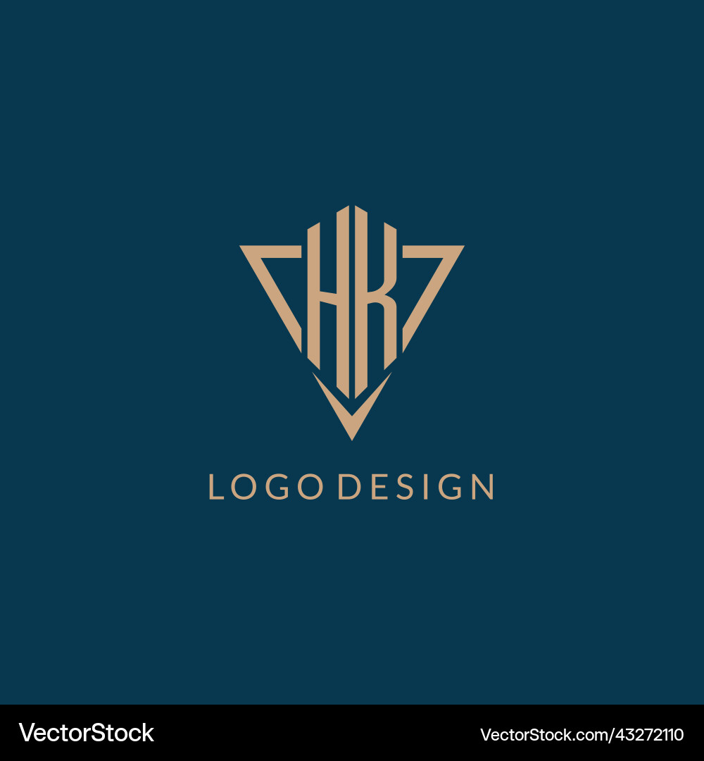 Hk logo initials triangle shape style creative Vector Image