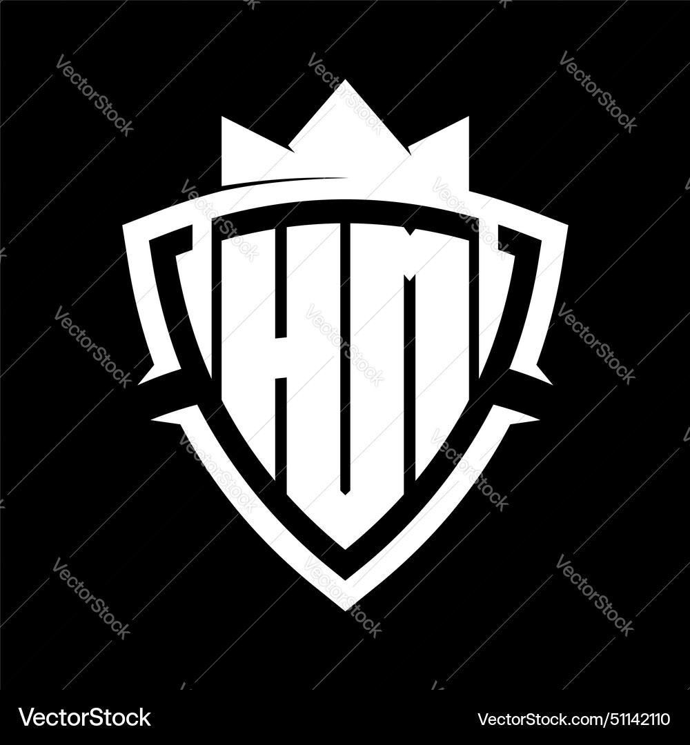 Hm letter monogram with triangle curve shield Vector Image