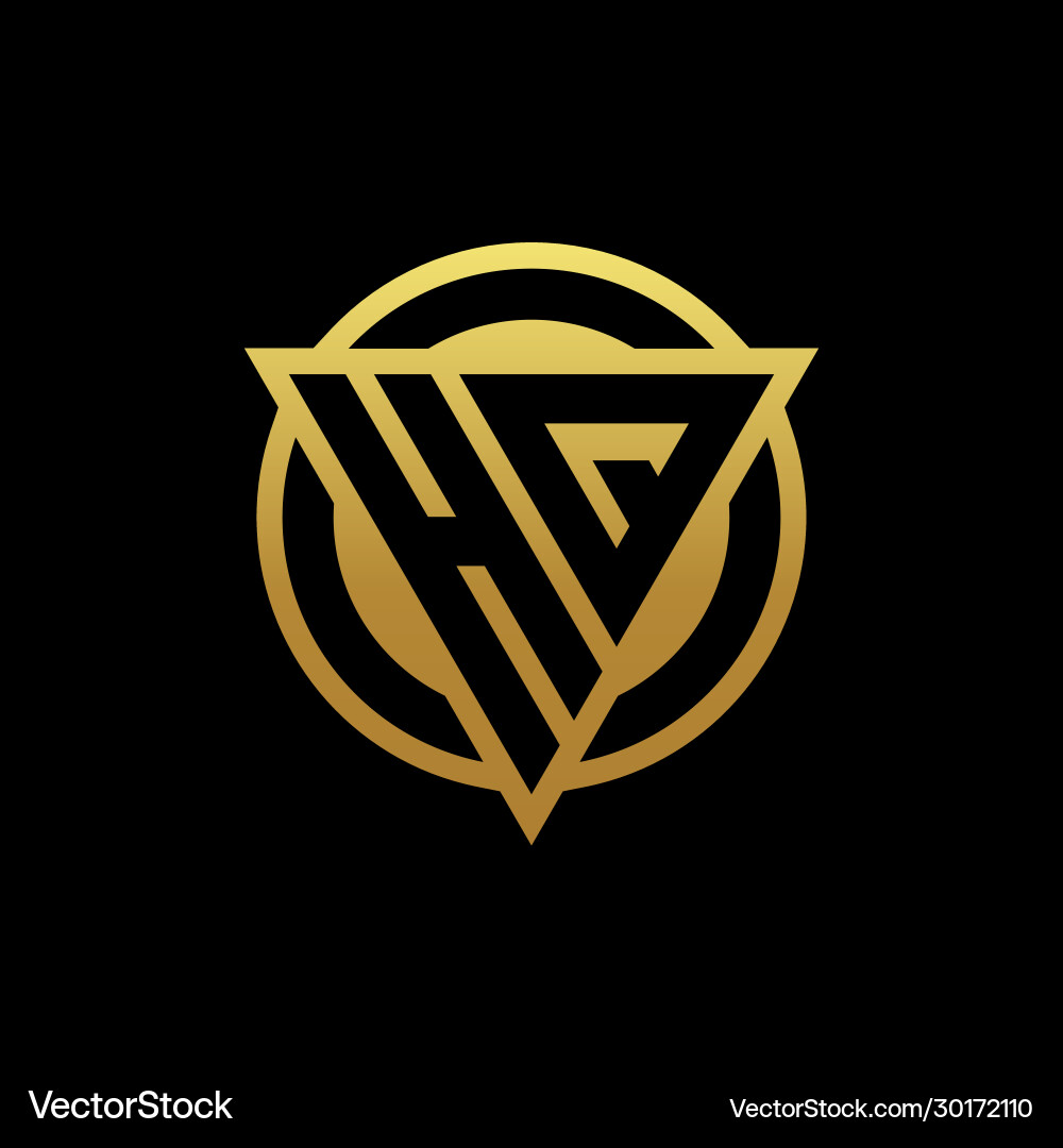 Hq logo monogram with triangle shape and circle vector image