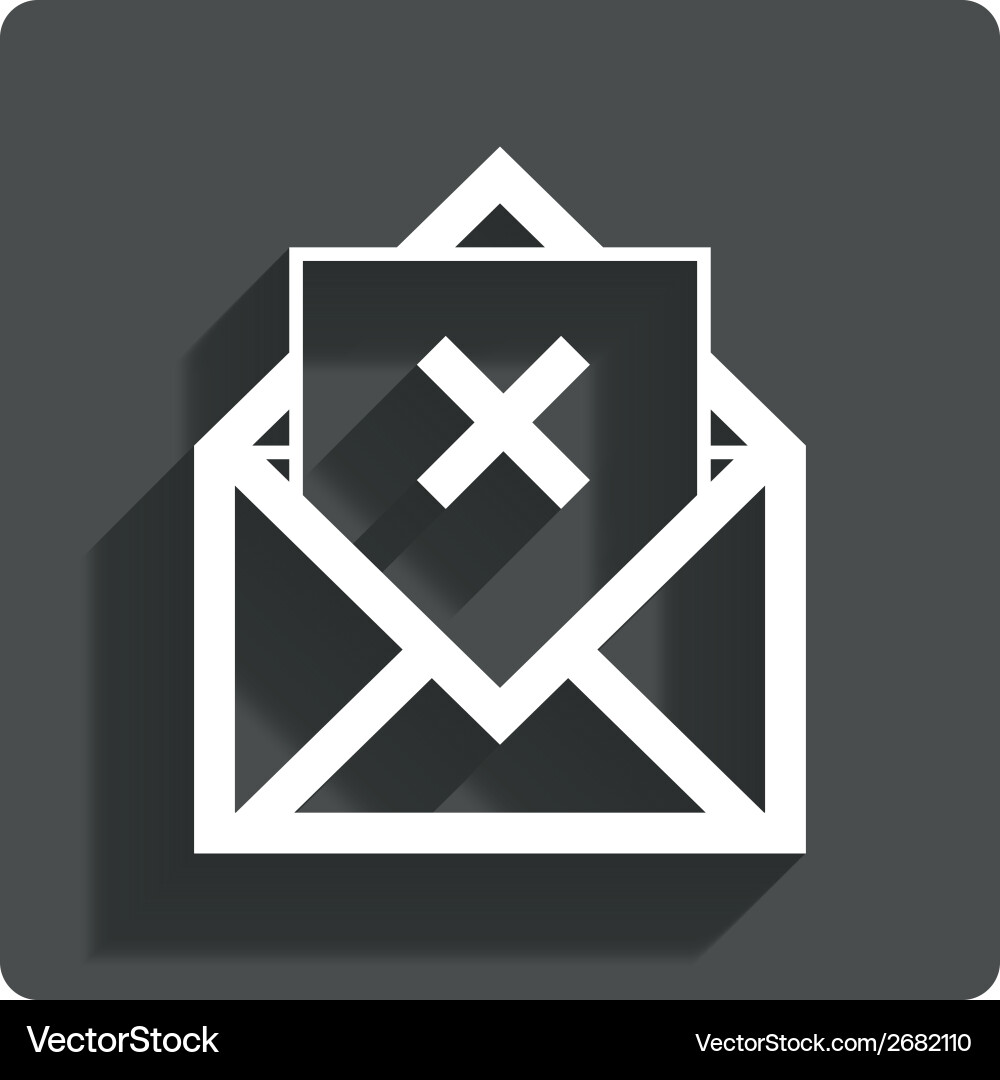 Mail delete icon envelope symbol message sign Vector Image