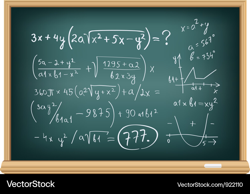 Mathe Chalkboard mit Gleichungen Vektorbild
