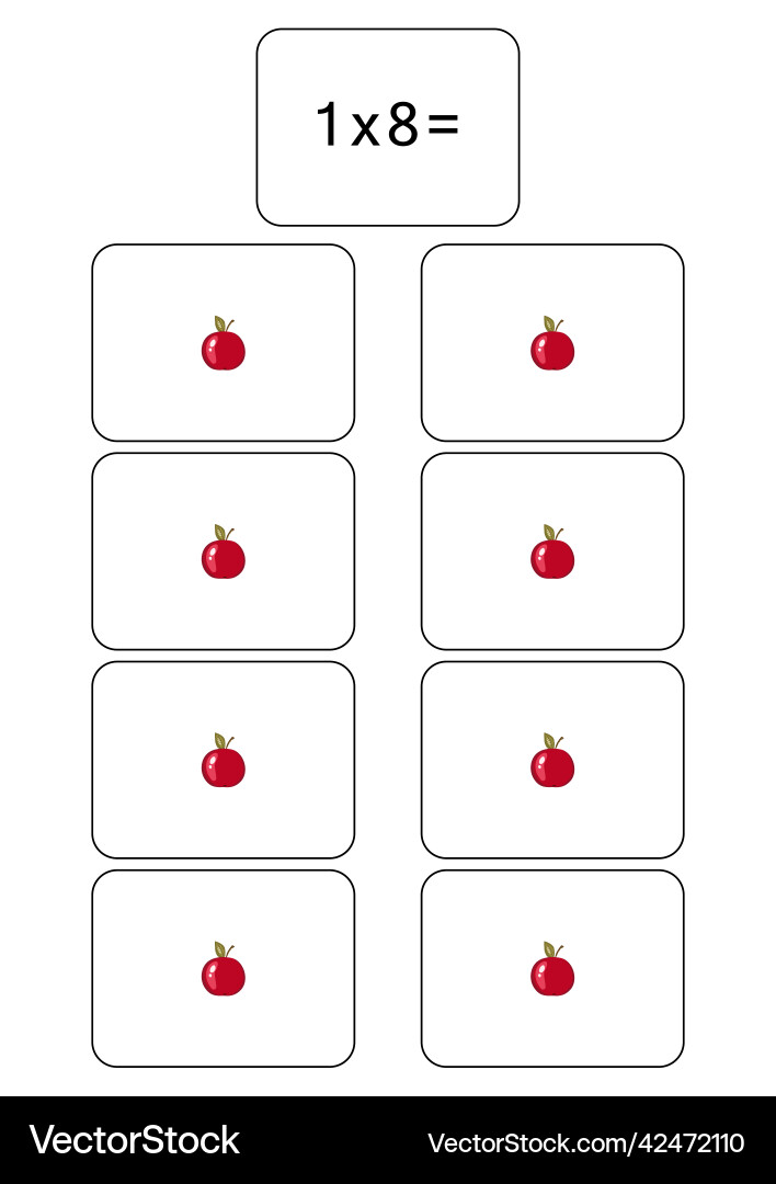 Multiplication table of 1 maths card Multiplication table of 1 maths card vector image