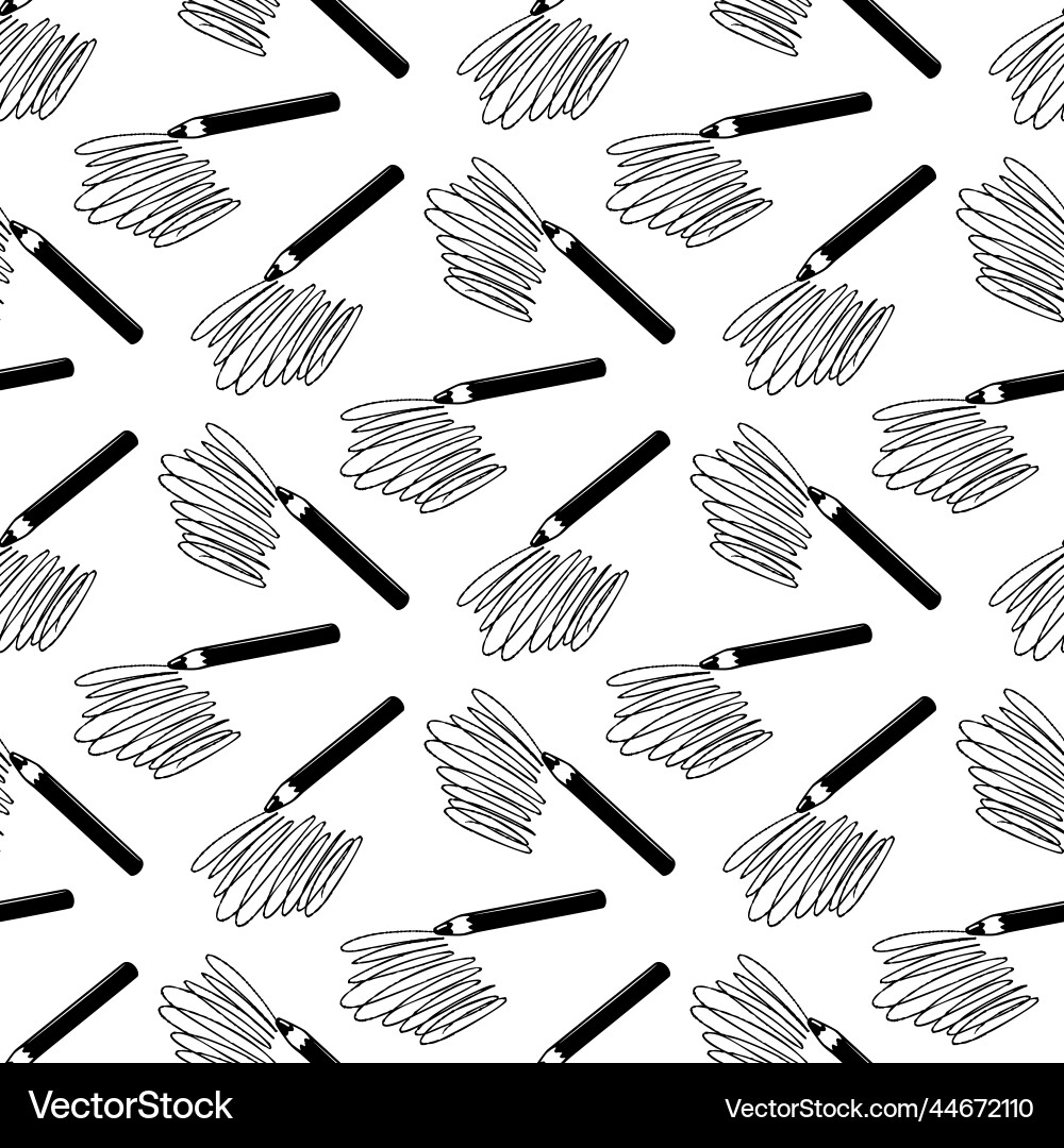 Seamless pattern with pencils and scribbles Seamless pattern with pencils and scribbles vector image
