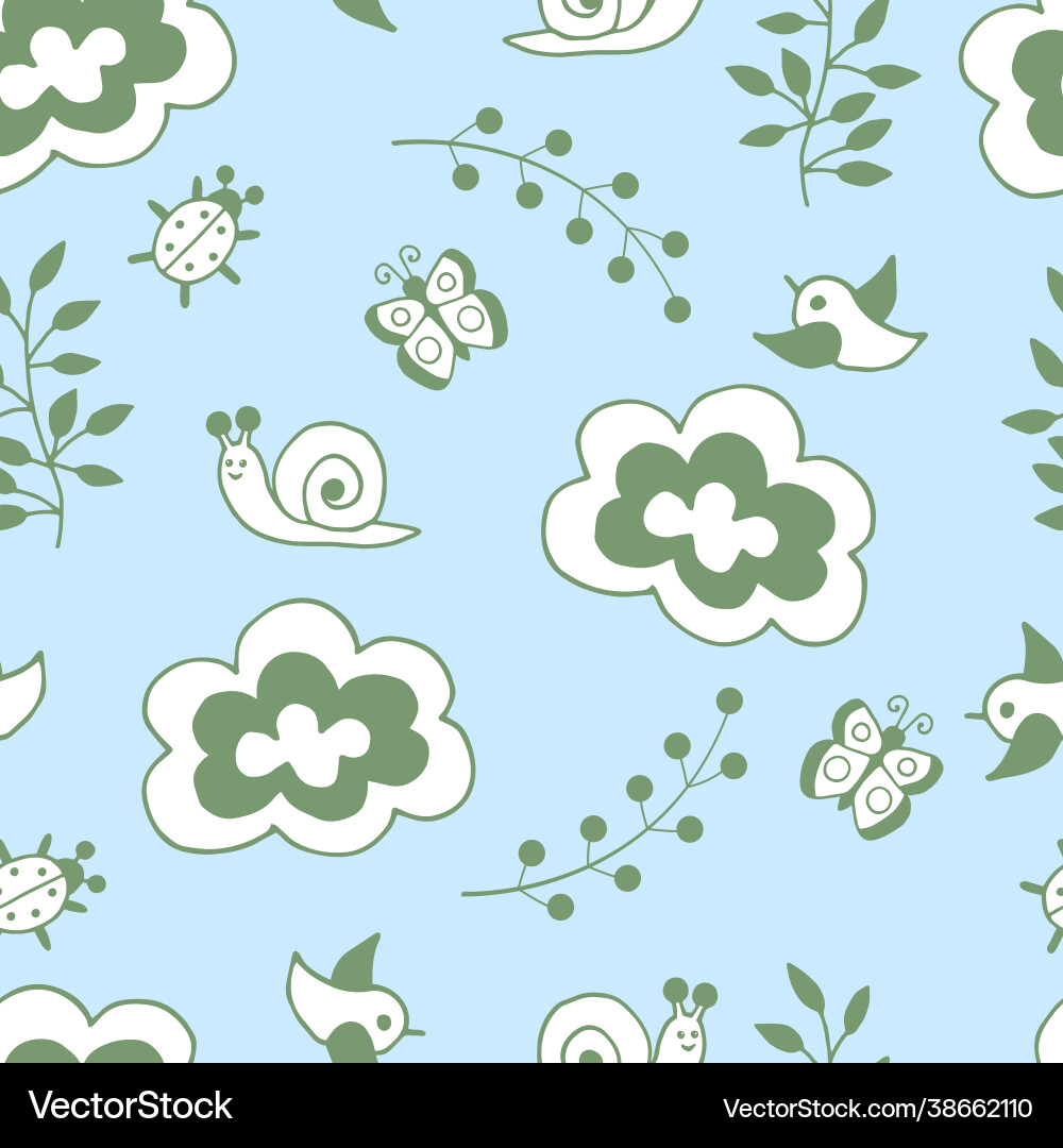 Seamless pattern with spring badoodle set Seamless pattern with spring badoodle set Vector Image