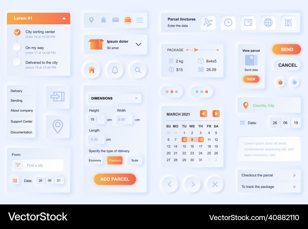 User interface elements for delivery mobile app Vector Image