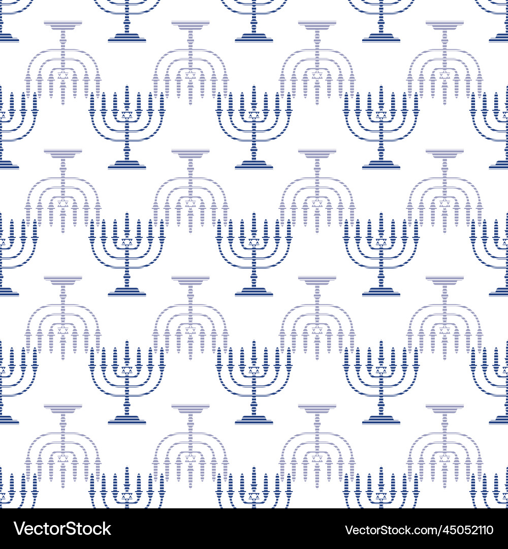 White menorahs textured repeat pattern Vector Image