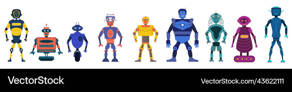 A robot characters transformer toys set technology Vector Image