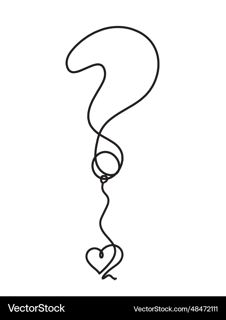 Abstract question mark with heart continuous Vector Image