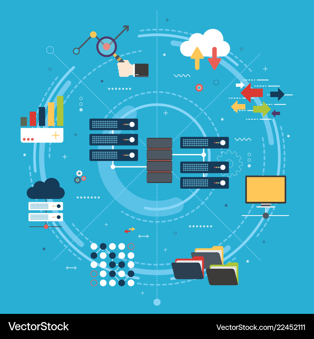 Big data and cloud computing banner with icons Big data and cloud computing banner with icons vector image