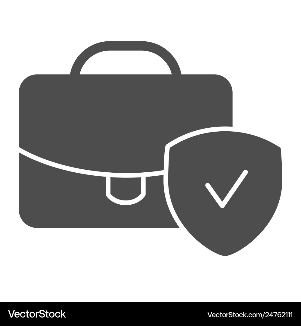 Briefcase with check mark solid icon suitcase vector image