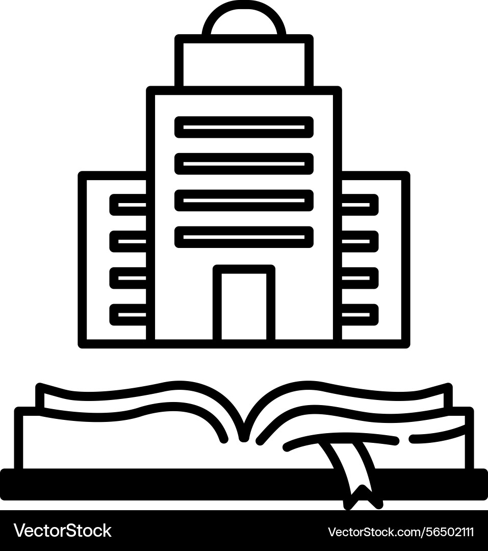 Building is shown with a book open on top Building is shown with a book open on top vector image