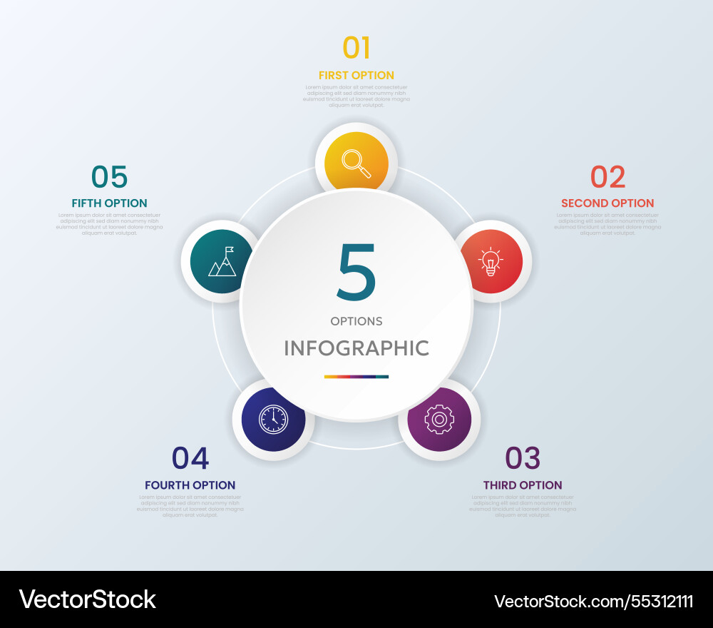 Circle shape infographic chart template Royalty Free Vector