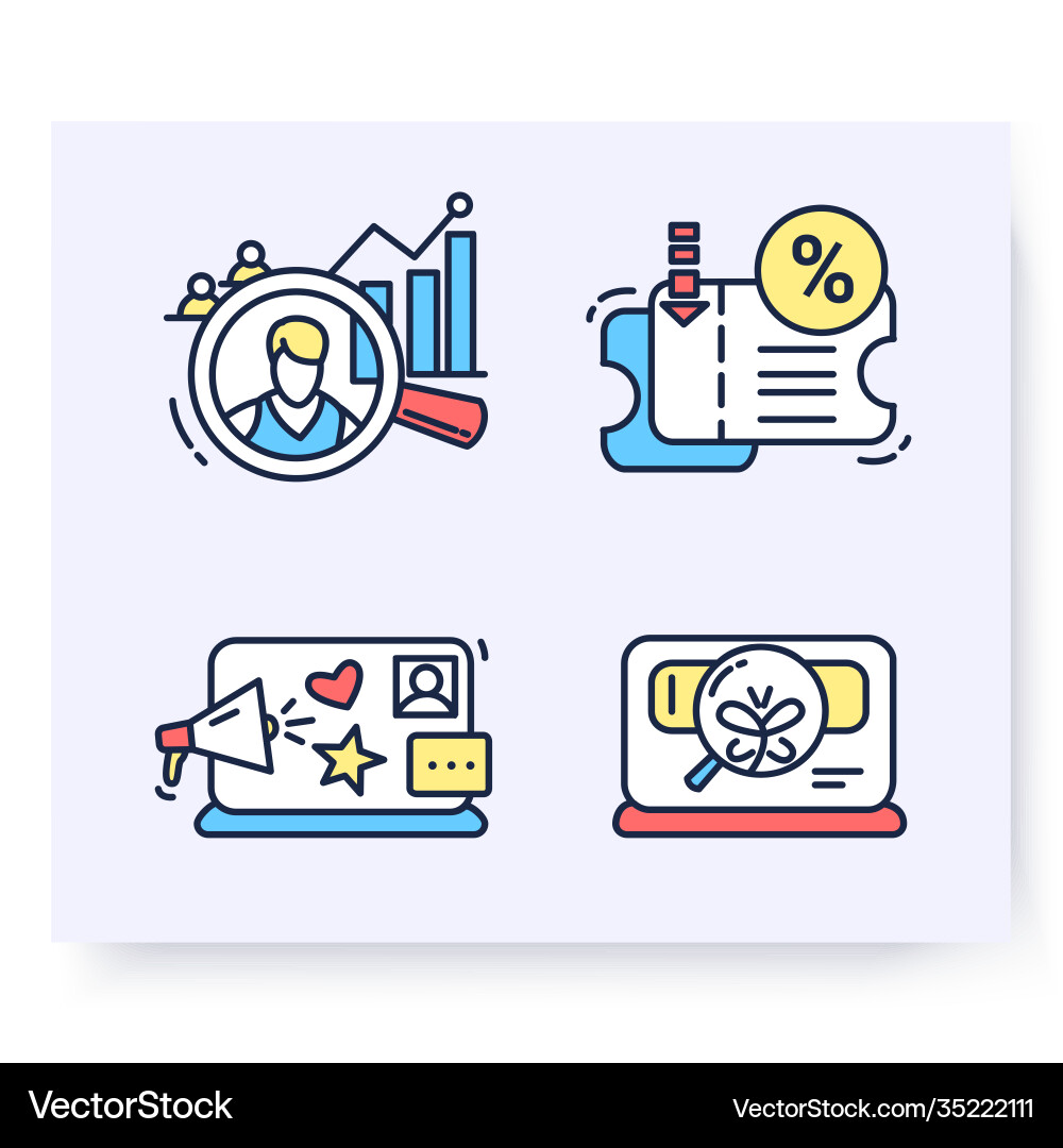 Color set customer attraction icons Color set customer attraction icons vector image