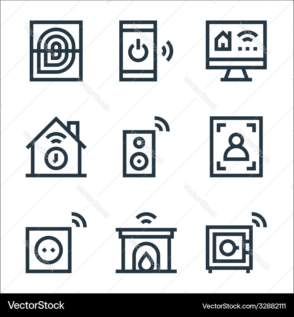 Flat smarthome line icons linear set quality Flat smarthome line icons linear set quality vector image