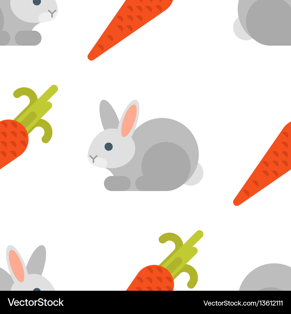 Flat style seamless pattern with rabbit and carrot vector image